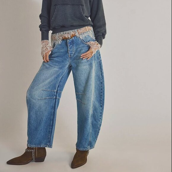 We The Free Good Luck Mid-Rise Barrel Jeans Sz 31 - Picture 3 of 15